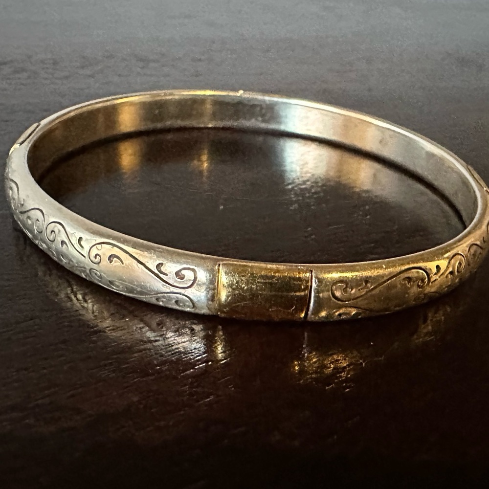 Brighton Venezia 2 Tone Etched Bangle Bracelet